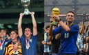 Scaloni, festejando en 1997 con la Sub 20; y en 2022 con la mayor argentina. Fotos: (Especial)