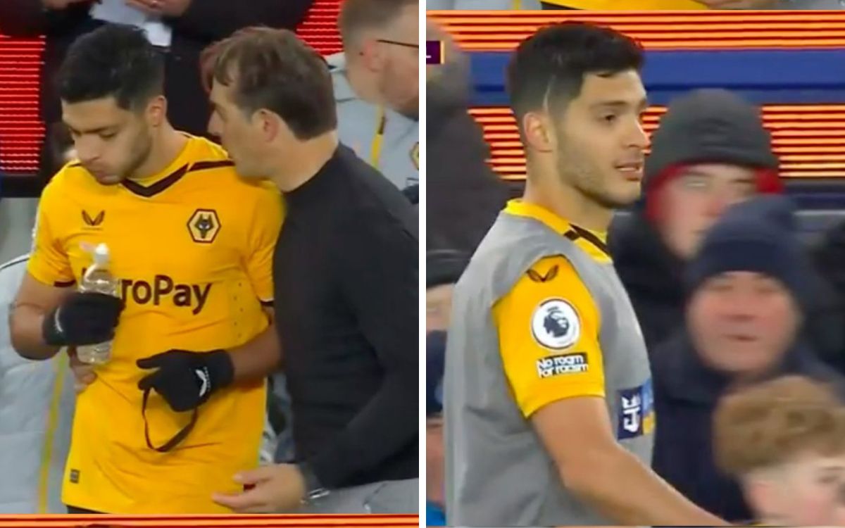 Raúl Jiménez estuvo a nada de jugar algunos minutos, hasta que Podence se lesionó. (Capturas)
