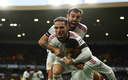 Antony y Bruno celebrando el 1-0 que marcó Rahsford. (Reuters)