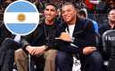 Mbappé y Hakimi asistieron al juego entre Nets y Spurs (AFP)