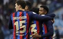 Barcelona celebrando el gol de Ansu Fati en la Supercopa. (AFP)