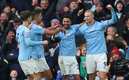 Erling Haaland firmó los tres goles del Man City ante Wolves (Reuters)
