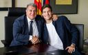 Marcos Alonso con el presidente culé, Joan Laporta. (FC Barcelona)