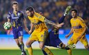 Gignac, Nico Ibáñez y Nico López jugaron juntos seis minutos ante San Luis. (Foto: Mexsport)