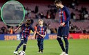 Sasha se limpió de inmediato la mejilla tras recibir un beso de Piqué. Foto: (Especial)