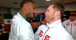 Michael B. Jordan y Canelo Álvarez en septiembre pasado.