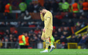 Lewandowski en lamento tras perder contra el United en Europa League. (Reuters)