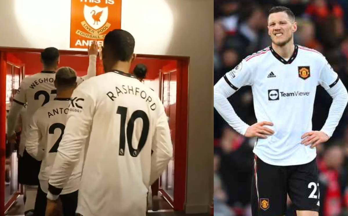 El jugador neerlandés tocó un letrero exclusivo para los jugadores Reds. Foto: (Especial)