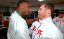 Michael B. Jordan y Canelo Álvarez en septiembre pasado.
