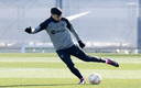 Pedri en un entrenamiento del Barça. (Reuters)