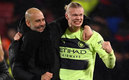 Pep Guardiola y Erling Haaland (Reuters).