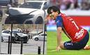 La camioneta de lujo del jugador de Chivas quedó destrozada de la parte de enfrente. Foto: (Especial)