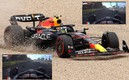 Checo Pérez estuvo en riesgo en el GP de Australia. FOTO: AFP.