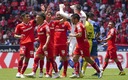 Los jugadores escarlatas celebrando el 3-0 que marcó Volpi. (Imago7)