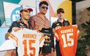 Checo, Mahomes y Verstappen en el GP de Miami 2023. (@PatrickMahomes)