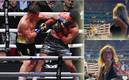 La conductora bloqueó la visión de los aficionados del Canelo. Foto: (Especial)