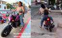 Una joven compra moto nueva y la choca al salir de la agencia (TikTok)