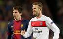 Messi y Beckham en un partido de la Champions League (Foto: Reuters)