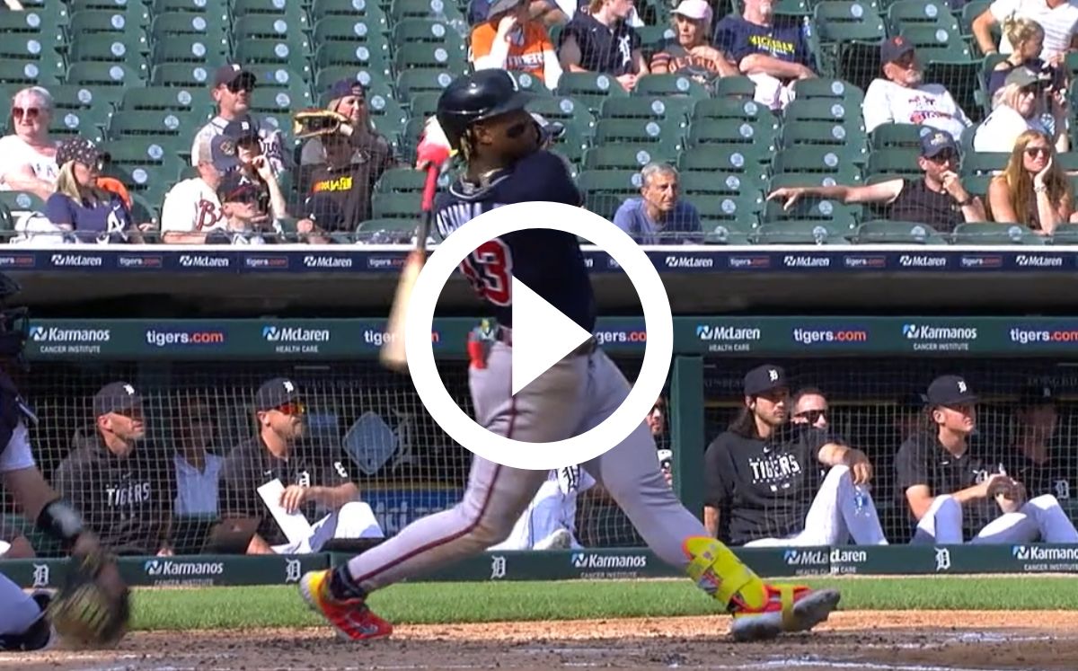 Ronald Acuña conectó su sexto jonrón de 450 pies o más en la MLB 2023. (Captura de pantalla)
