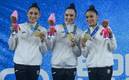 Mexicanas de gimnasia rítmica presumen sus oros (TWITTER @COM_Mexico)