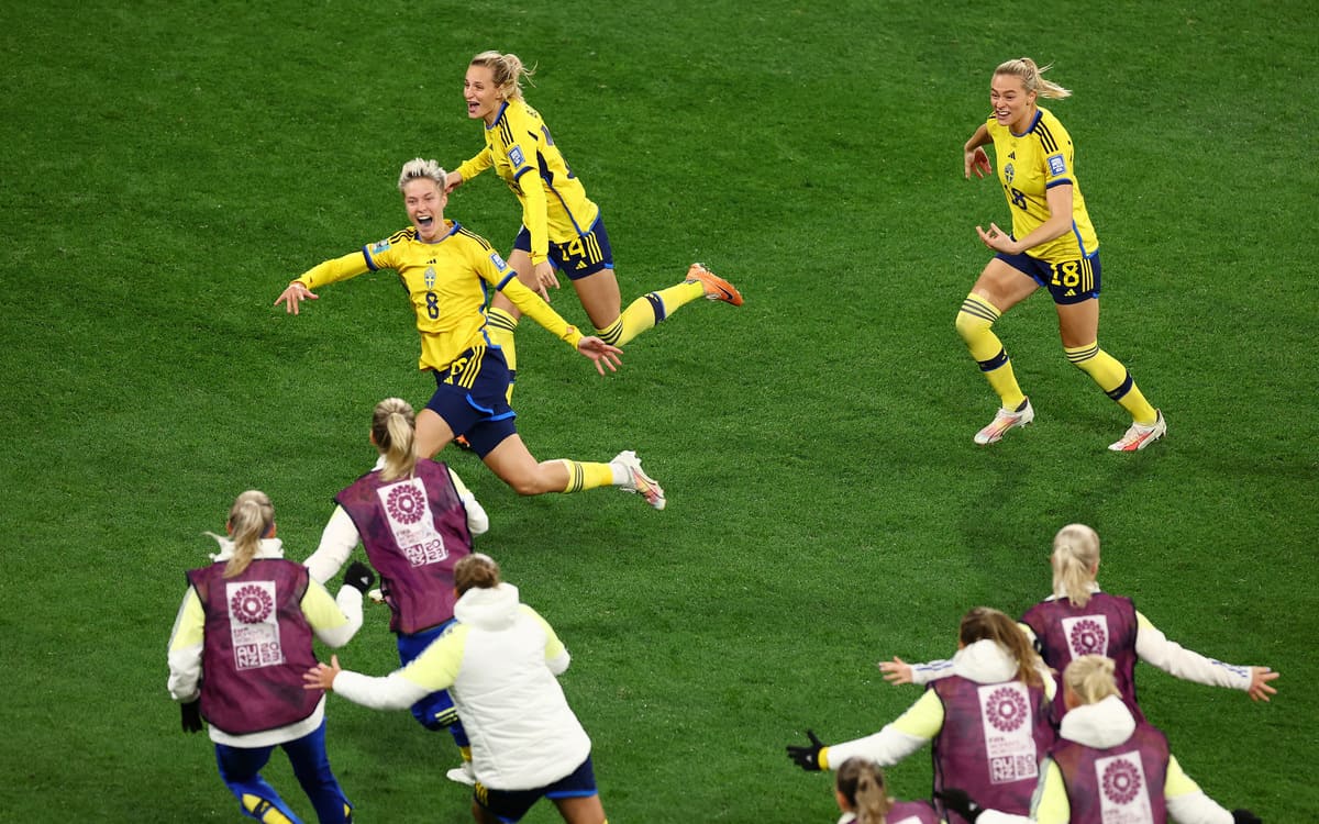 Las suecas celebrando su pase a los Cuartos de final del Mundial 2023. (Reuters)