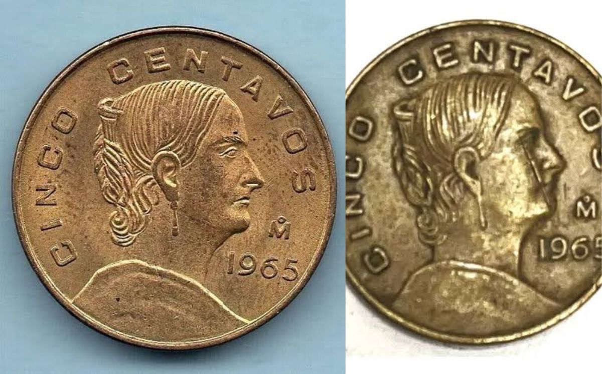 Esta es la moneda de CINCO centavos. FOTO: Mercado Libre