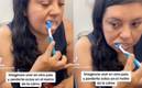 La chicas tuvo que cepillarse los dientes rumbo a su trabajo. Foto: (Especial)