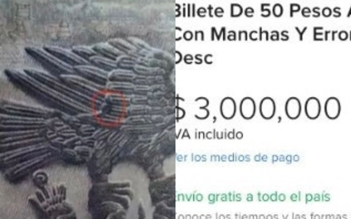 Error de impresión en el billete. Foto: MercadoLibre