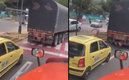 El hombre iba haciendo abdominales en el camión. (Foto: captura de pantalla)