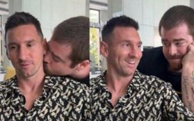 Migue Granados le robó un beso a Messi (IG @miguegrana)