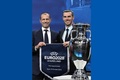 Gareth Bale (Der.) y el presidente de la UEFA, Aleksander Ceferin, en la presentación de la Euro 2028. Foto: AFP
