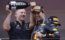 Horner celebra un podio junto a Checo (Reuters)