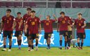Juan Hernández (10) marcó el tanto de la victoria española. (@SEFutbol)