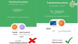Conceptos en transferencias bancarias