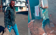 Haitianos trabajando de albañiles en CDMX.