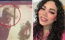 Paola Suárez y las imágenes que muestran el momento en el que se lanzó desde su balcón. (@paolitasuarez28 y captura de Milenio)