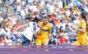 Nayeli Rangel sufrió un duro golpe en el duelo ante Puebla Femenil (Foto: Mexsport)