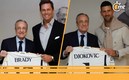 Tom Brady y Novak Djokovic asistieron al Santiago Bernabéu (Twitter @realmadrid)