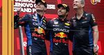 Checo y Verstappen en el podio del GP de China (Reuters)