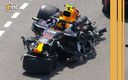Así terminó el monoplaza de Checo Pérez. (Captura)