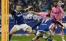 Disputa por el balón en el Oviedo vs. Eibar (EFE)