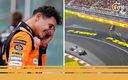 Norris y parte del choque de Pérez. (Reuters y captura)