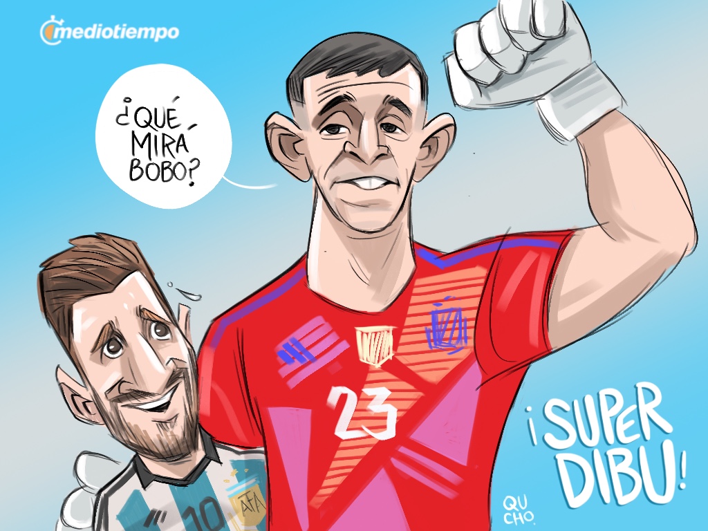 El cartón de Qucho sobre Dibu, tapando el error grosero de Messi