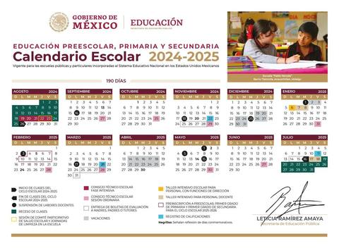 Calendario de la SEP 2024 -2025