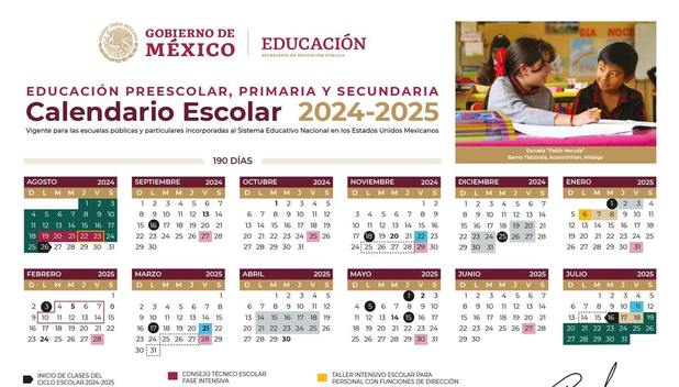 Calendario de la SEP 2024 -2025