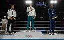 Podio de box donde estuvo Marco Verde (AFP)