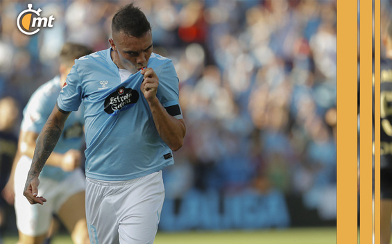 Iago Aspas festeja en Balaídos. (FOTO: EFE)