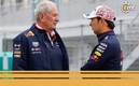 Checo Pérez platica con Helmut Marko (DAZN)
