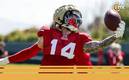 Ricky Pearsall, en un entrenamiento (San Francisco 49ers)