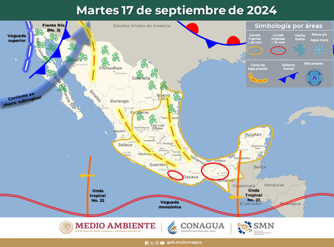 Pronóstico del clima martes 17 de septiembre 2024